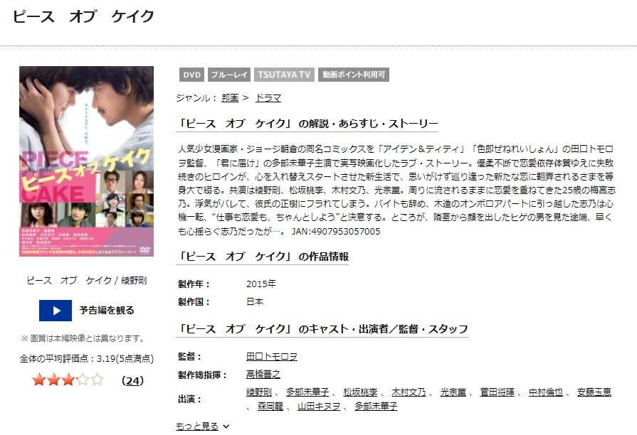 ピース オブ ケイク TSUTAYA DISCAS
