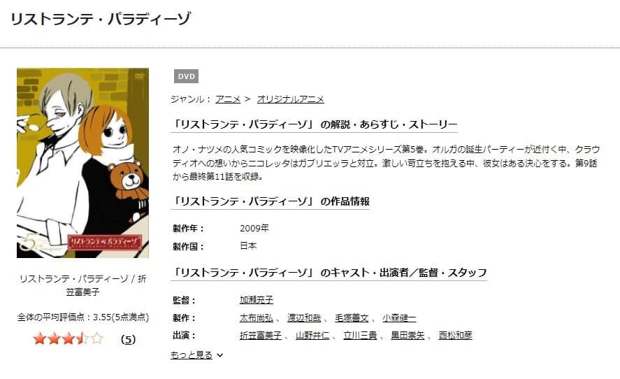 リストランテ・パラディーゾ TSUTAYA DISCAS