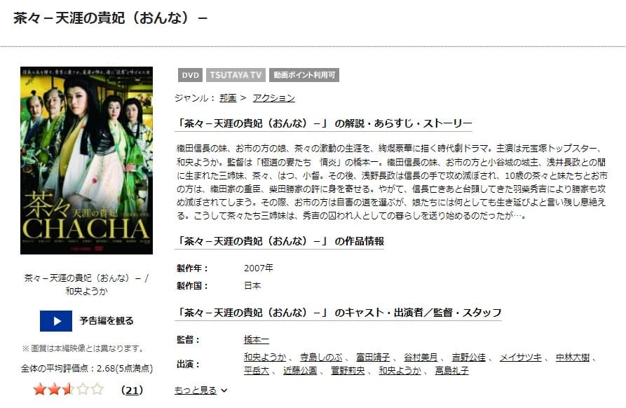 茶々 天涯の貴妃 TSUTAYA DISCAS