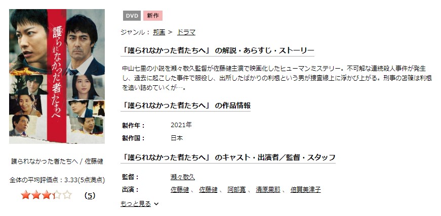 護られなかった者たちへTSUTAYA DISCAS