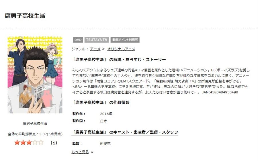 アニメ 腐男子高校生活の動画を無料で見れる配信サイトまとめ