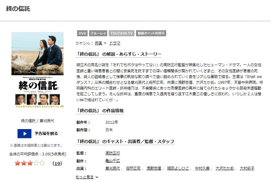 終の信託 TSUTAYA DISCAS
