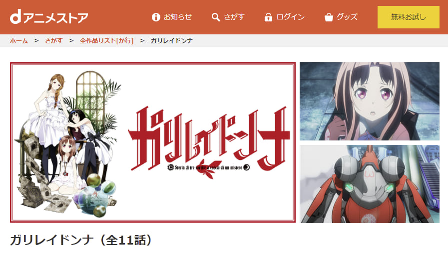 ガリレイドンナdアニメストア