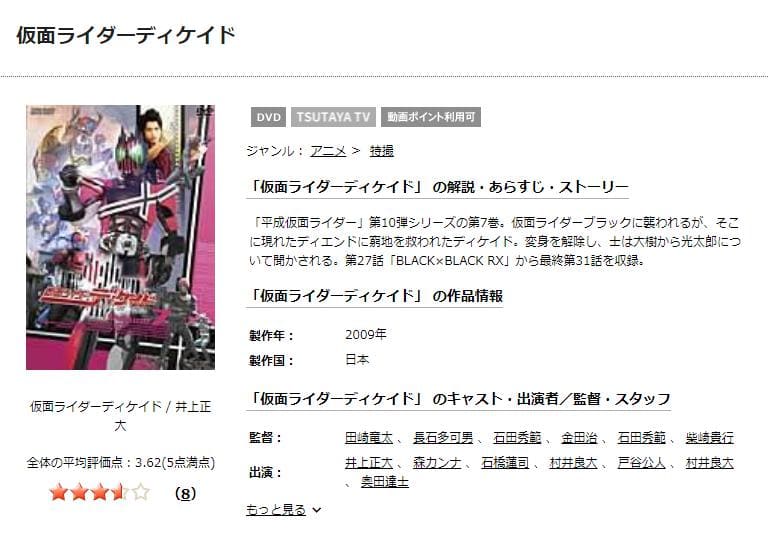 仮面ライダーディケイド TSUTAYA DISCAS