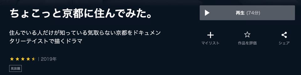 ちょこっと京都に住んでみた ドラマ U-NEXT