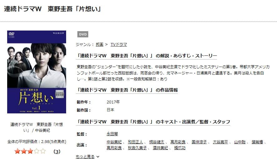 東野圭吾「片想い」 TSUTAYA DISCAS