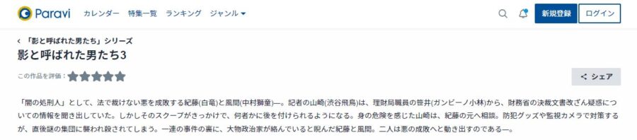 影と呼ばれた男たち3Paravi