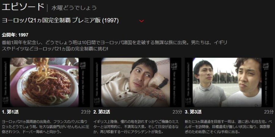 水曜どうでしょうヨーロッパ21Netflix