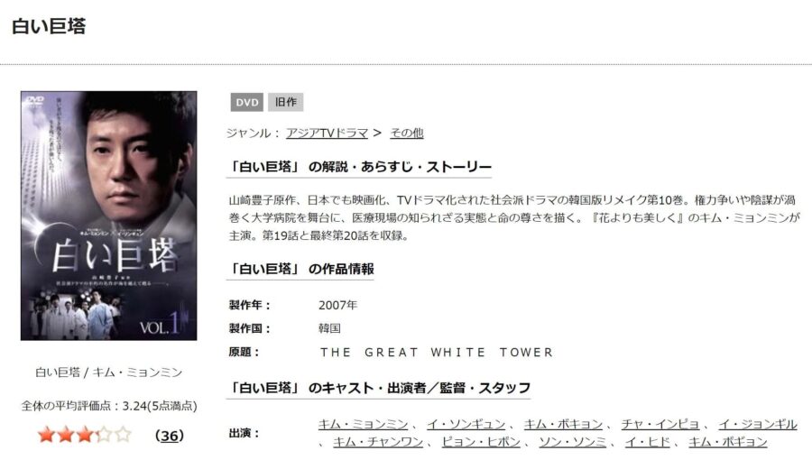 韓国ドラマ 白い巨塔 韓国版 の動画を無料で見れる配信サイトまとめ