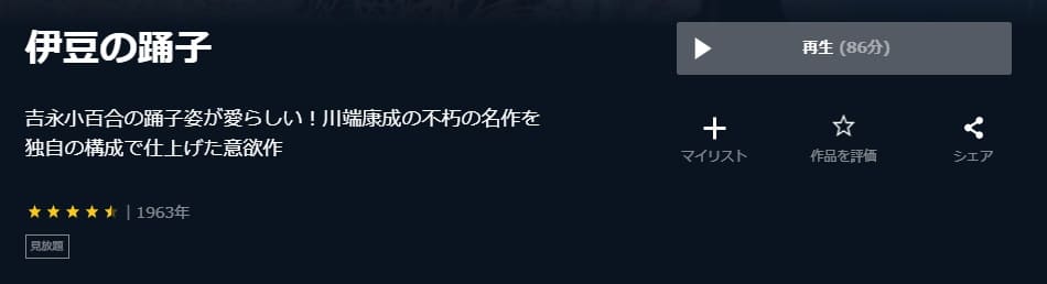 映画 伊豆の踊子 1963 の動画をフルで無料視聴できる配信サイトまとめ