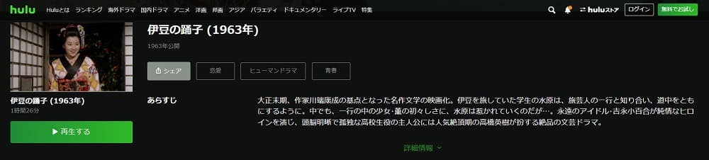 映画 伊豆の踊子 1963 の動画をフルで無料視聴できる配信サイトまとめ
