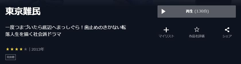 東京難民 U-NEXTフル無料