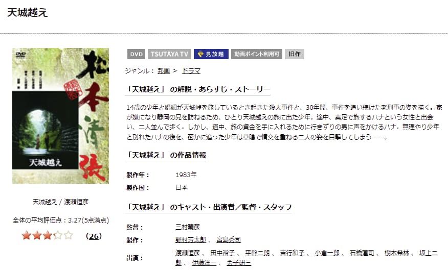天城越えTSUTAYA DISCAS