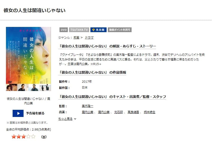 彼女の人生は間違いじゃない TSUTAYA DISCAS