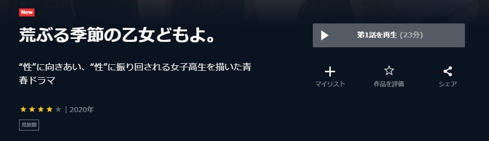荒ぶる季節の乙女どもよ。U-NEXT