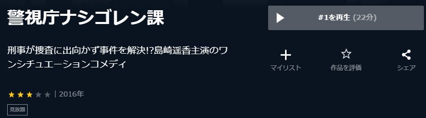警視庁 ナシゴレン課U-NEXT