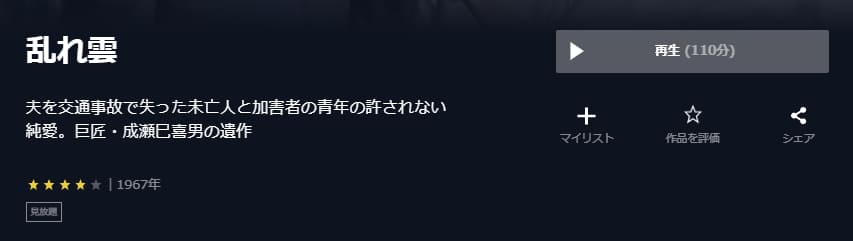 乱れ雲U-NEXT