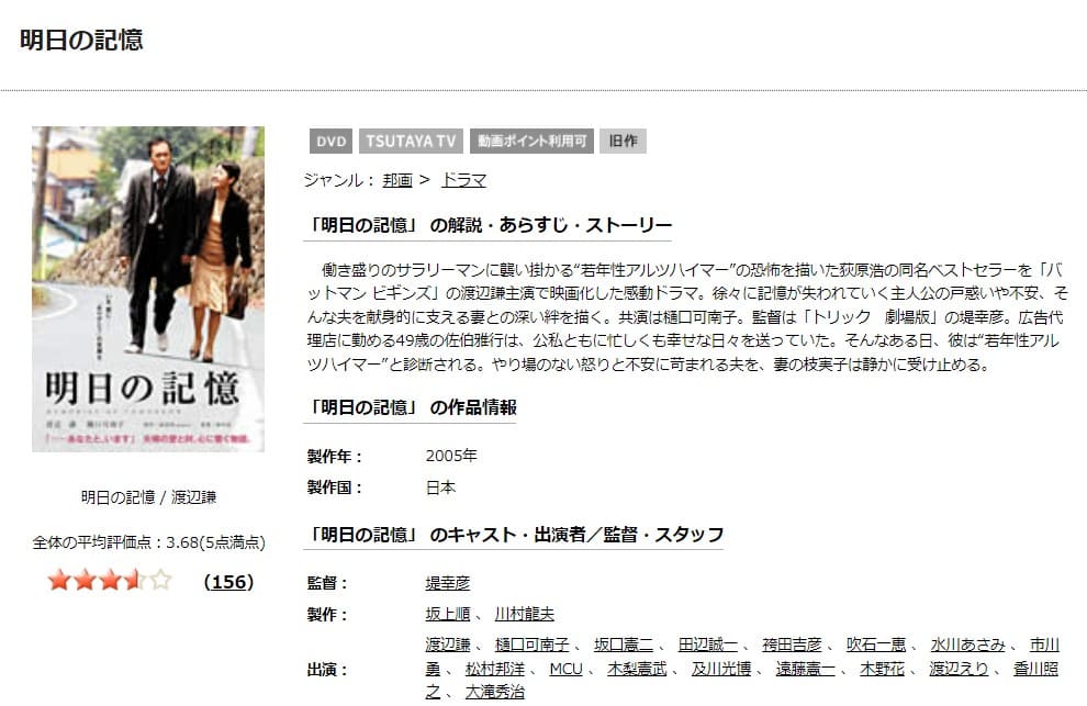 明日の記憶TSUTAYA DISCAS