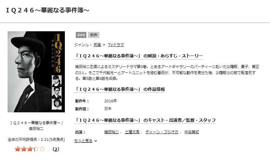 IQ246~華麗なる事件簿~ TSUTAYA DISCAS