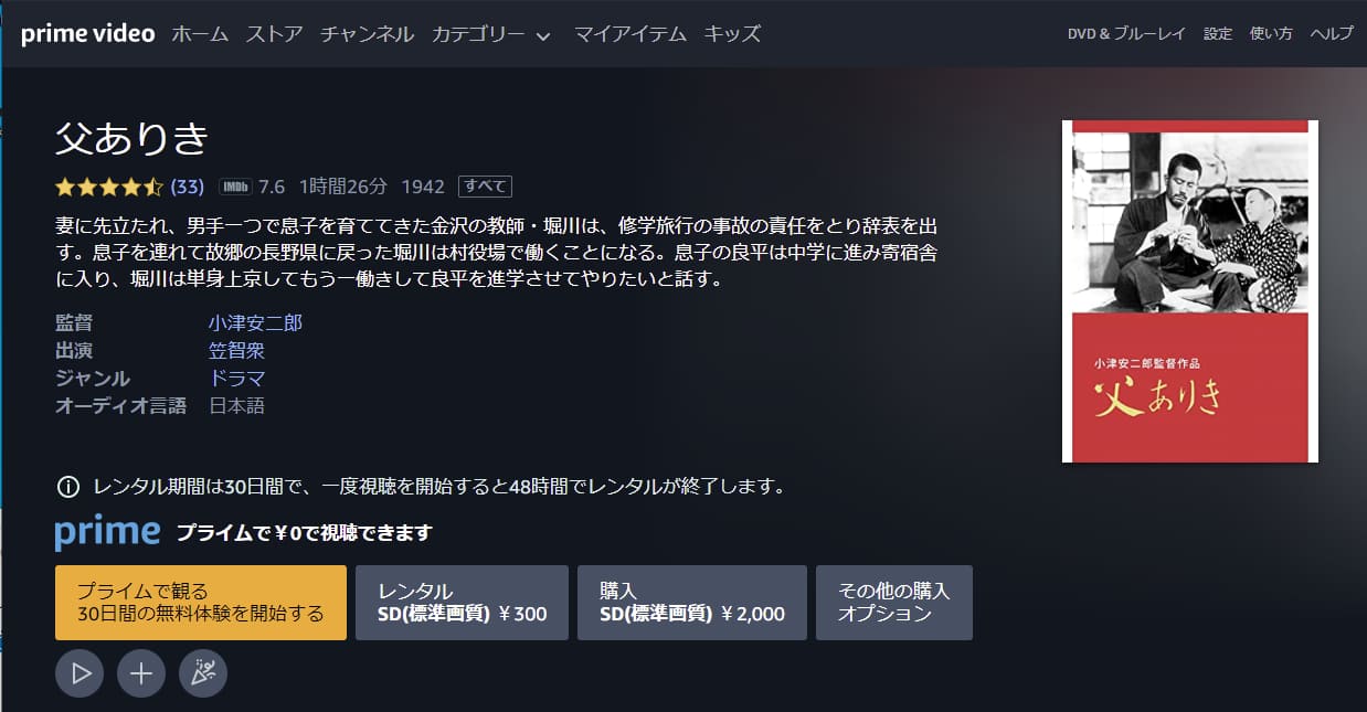 父ありきAmazonプライム