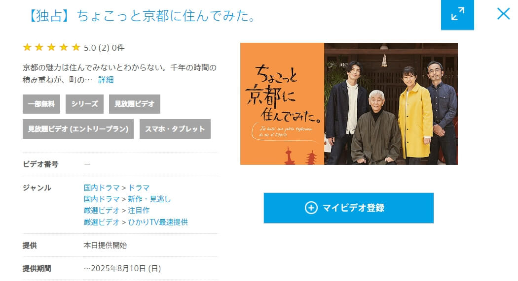 ちょこっと京都に住んでみた。2022 ひかりTV