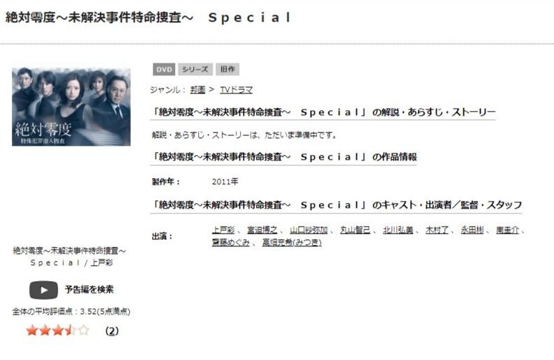 絶対零度~未解決事件特命捜査~SPDVD 無料