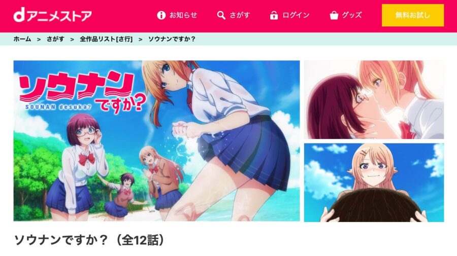 sounan dアニメストア無料