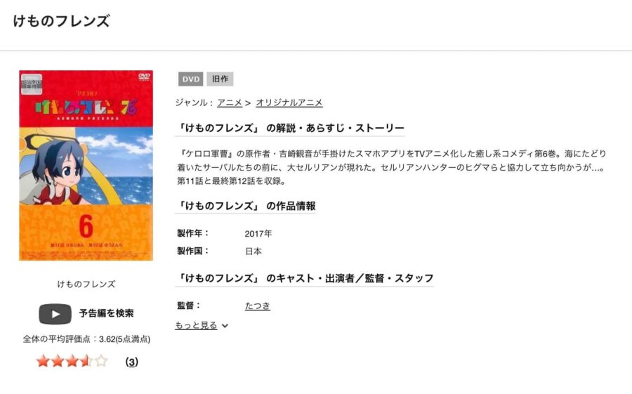 kemonoアニメ DVD無料