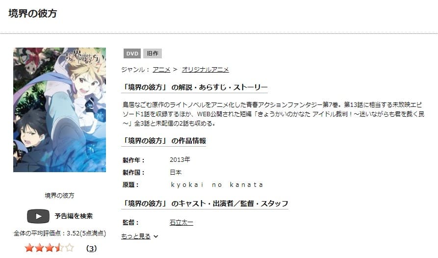アニメ 境界の彼方の動画を無料で見れる配信サイトまとめ