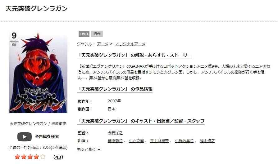 天元突破グレンラガンTSUTAYA DISCAS