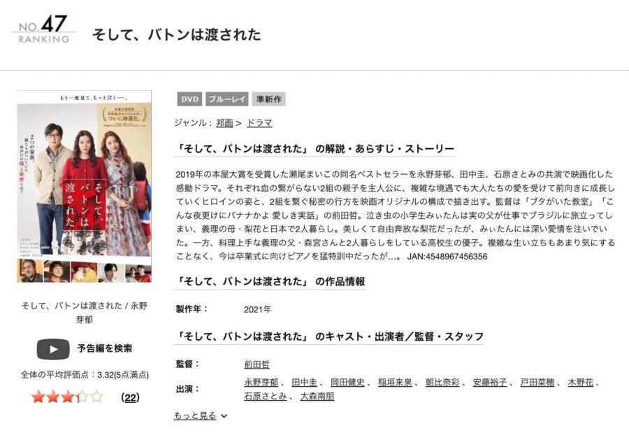 そして、バトンは渡されたTSUTAYA DISCAS