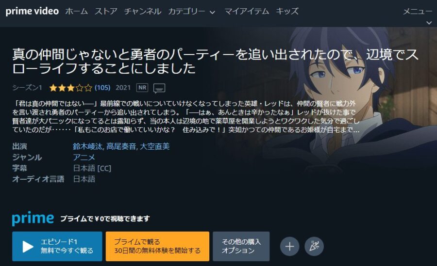 真の仲間 アニメアマプラ無料