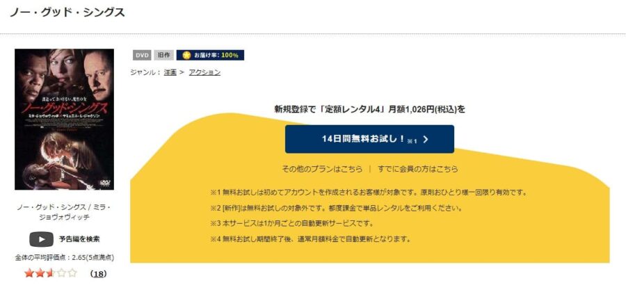 ノー・グッド・シングスTSUTAYA DISCAS