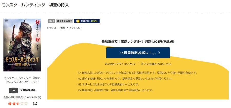 モンスターハンティング 復讐の狩人DVDフル無料