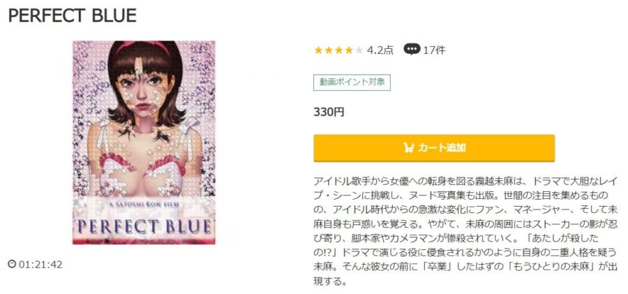映画 Perfect Blue パーフェクト ブルーの動画をフルで無料視聴できる配信サイトまとめ