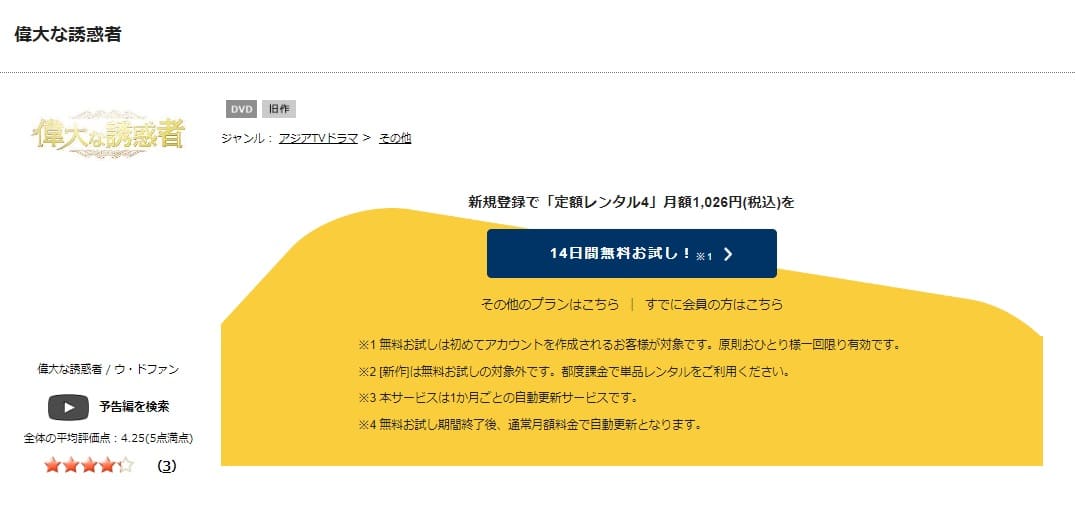 偉大な誘惑者TSUTAYA DISCAS