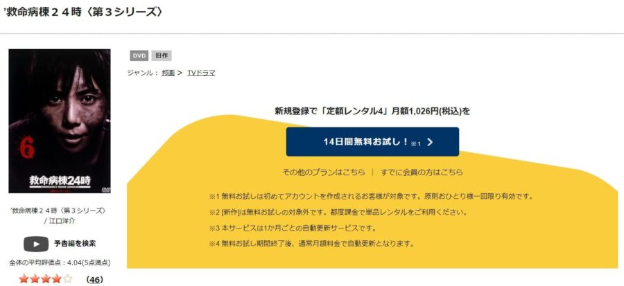 ドラマ 救命病棟24時シーズン3の動画を無料で見れる配信サイトまとめ