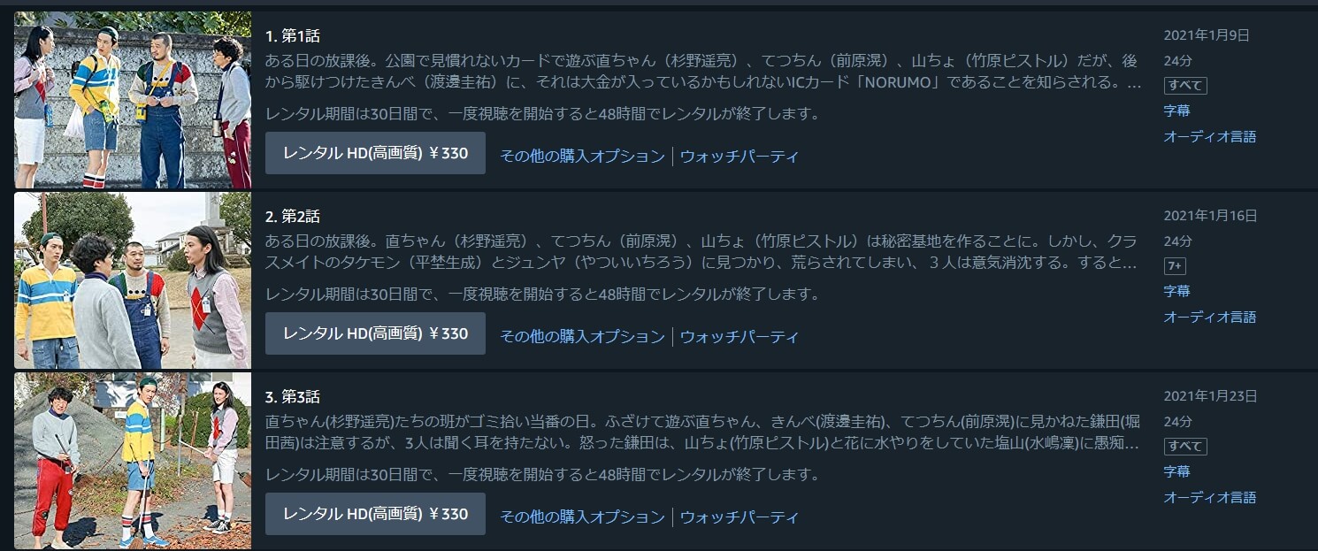直ちゃんは小学三年生ドラマ 無料アマプラ