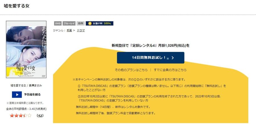 嘘を愛する女 TSUTAYA DISCAS