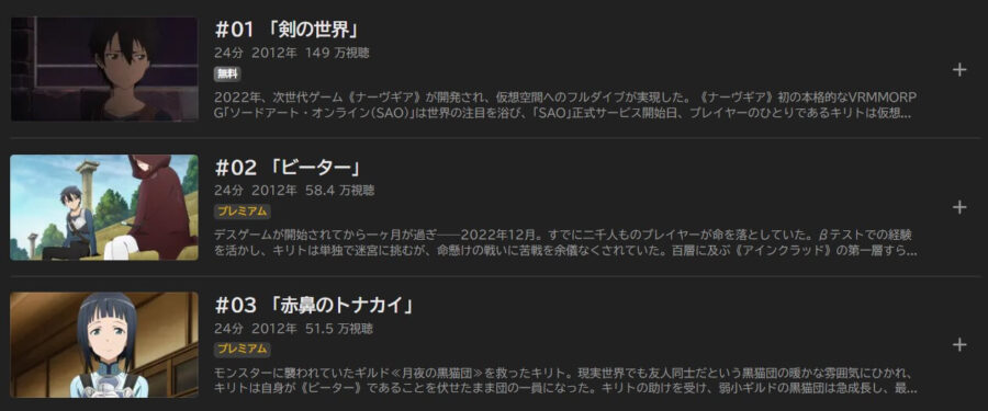 ソードアート・オンライン(SAO)1期 アニメABEMA無料