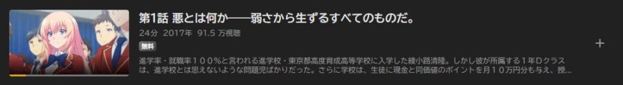 ようこそ実力至上主義の教室へ(2期)ABEMA