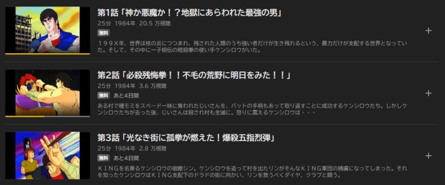 北斗の拳(1期)アニメABEMA無料