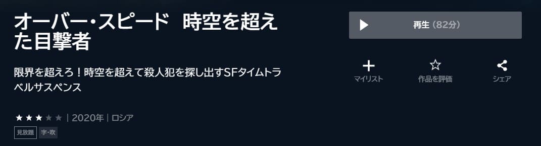 オーバー・スピード 時空を超えた目撃者 U-NEXTフル無料