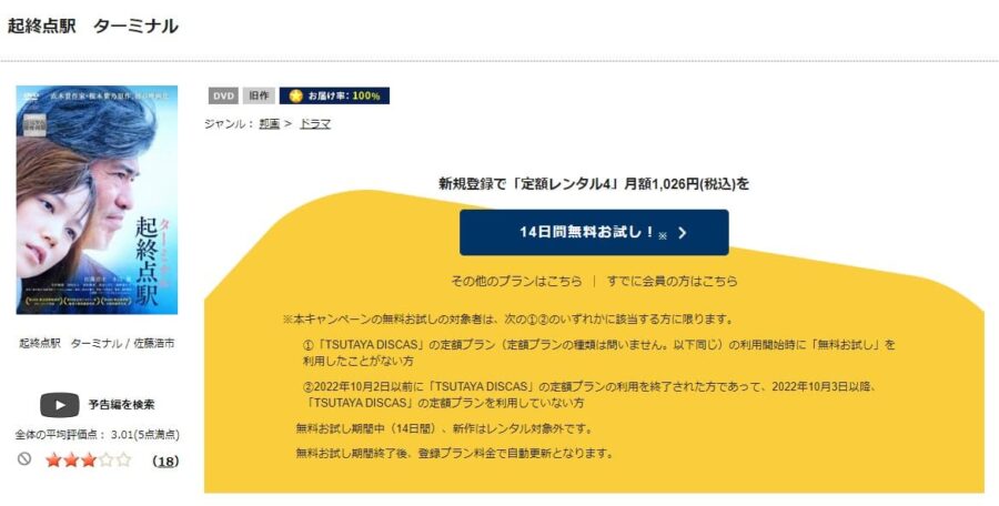 起終点駅 ターミナル TSUTAYA DISCAS