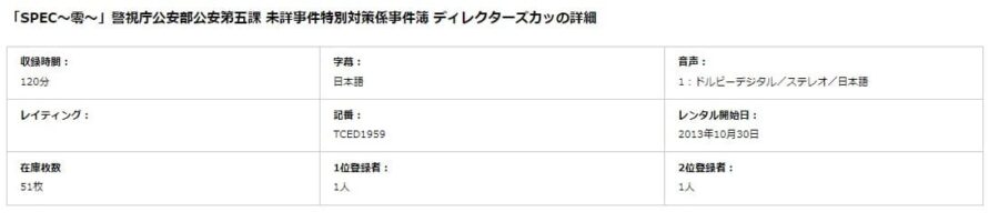 SPEC〜零〜TSUTAYA DISCAS