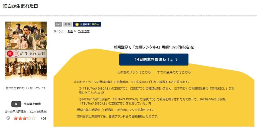 紅白が生まれた日TSUTAYA DISCAS