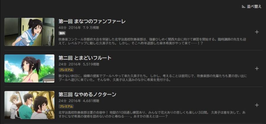 響け!ユーフォニアム22期 アニメABEMA無料