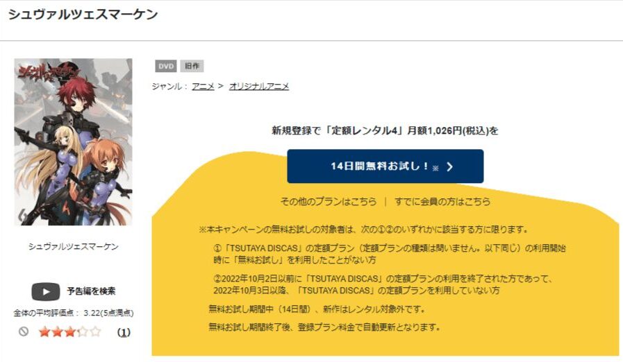 シュヴァルツェスマーケンアニメ DVD無料